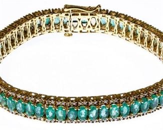 18k Gold Emerald and Diamond Bracelet
