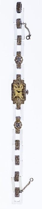 Cartier Platinum Rock Crystal and Diamond Wrist Watch