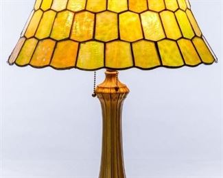 Unique Slag Glass Shade on Miller Base Table Lamp