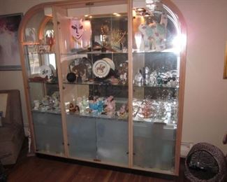 Lighted China Cabinet with contents