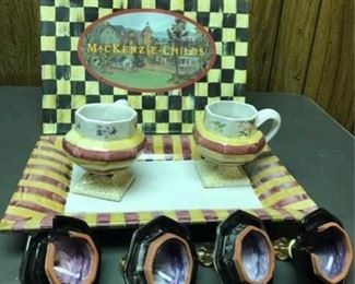 MacKenzie Childs Platter and Sugar Bowls