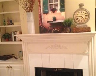 Living room fireplace mantel decor
