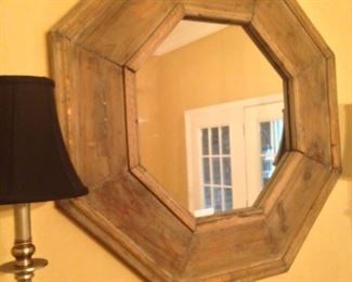 Recycled wood octagon mirror