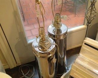 Silver cylinder table lamps