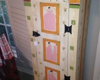 Whimsical painted storage cabinet (artist from Taos, New Mexico)