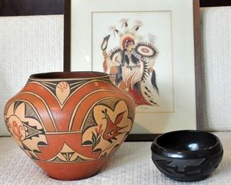 Signed Zia and Santa Clara pots - both well known potters