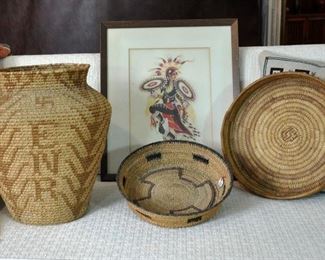 Large 15" basket and 2 Pima baskets - I think one of the Pima baskets sold at the preview.