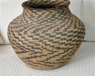 Large Pima basket 13.75" tall with a 17" diameter at the widest point.