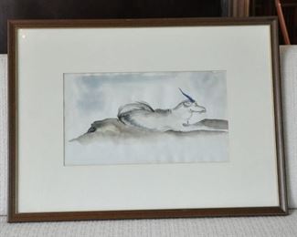 Olive Rush watercolor #1 of an antelope