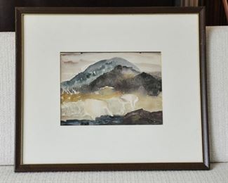 Olive Rush original watercolor #3 - Grazing Horses - Sold at preview