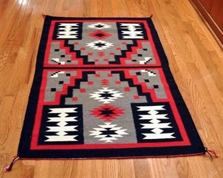 Newer Ganado Storm, 32" by 51", Boxes are 4 corners of the Navajo nation, yarn is all commercial, great patterns and nicely woven