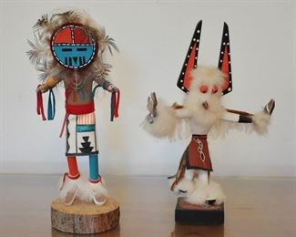 Sun God Kachina and small White Eagle Dancer with removable headdress
