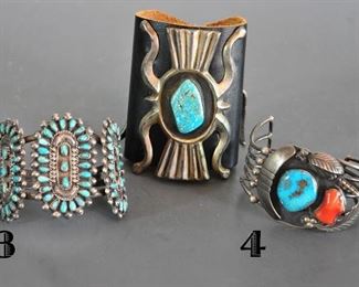 Zuni medallion, Navajo sandcast with large stone, shadowbox with turquoise and coral