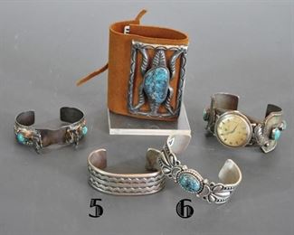 Two watchbands, 2 bracelets (one engraved and one with nice stone
