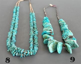 Nice 2 strand turquoise pieces with tab shaped stones - Necklace #9 sold at preview.