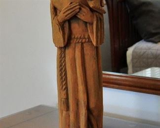 Hand carved St. Francis that has an all over paint wash