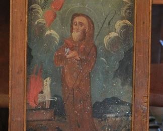 St Francis de Pala oil on tin retablo