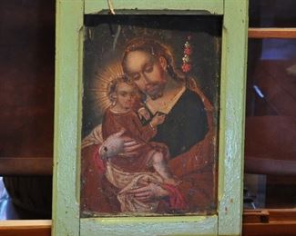 St. Joseph and Jesus retablo oil paint on tin - all retablos are pictured on our website.