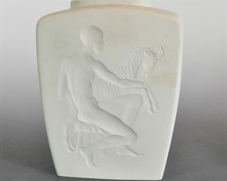 Larger single figure Royal Berlin vase KPM mark - it is a pale gray and is very rare today. Designed by Siegmund Schutz in the 1930s