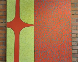 Large Hugh Gibbons Op Art painting - 49" by 47"