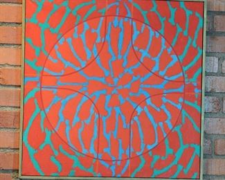 Smaller Hugh Gibbons Op Art painting 25" by 25"