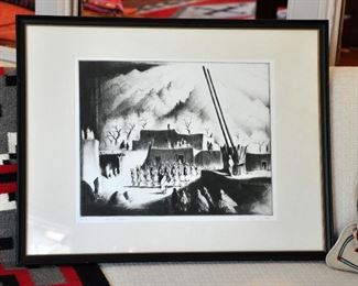Gene Kloss Song of Creation 1949 pencil signed, titled and numbered - drypoint - in original folder - photo before new acid free matt and barrier