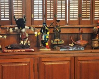 3 of the Kachinas have headdresses that may be removed to reveal the person underneath. There are more living room photos on our website