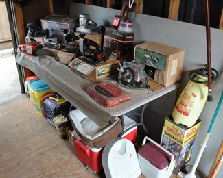 Shed - nice assortment of power tools - working - some vintage