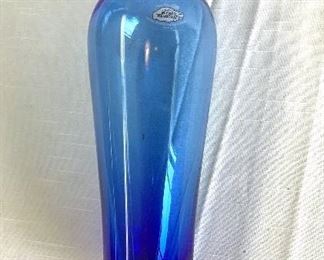 Beautiful Blue Blenko Handblown Glass Vase.