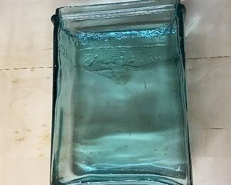 Antique Aqua Blue Glass Battery Jar with Water Line 
