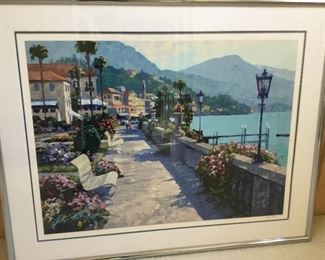 S/N 1990 Limited Edition Serigraph by Howard Behrens. 241/300. Title: Bellagio Promenade, Italy. 
