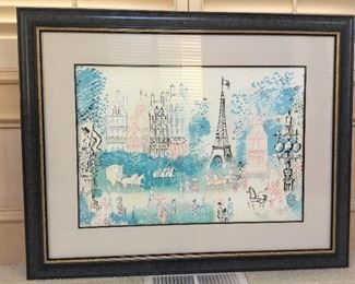 Charles Cobelle Signed and Number Serigraph of Eiffel Tower Paris  scene. 317/350.