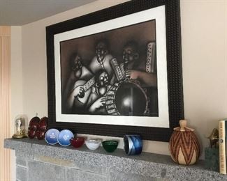 Original Charcoal Drawing - The Musicians by South African artist Dawiel Mbele.