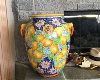 Large Hand Painted Italian Majolica Vase