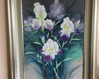 Original Watercolor on Silk by Hawaiian artist David Lee. Titled: For You. 