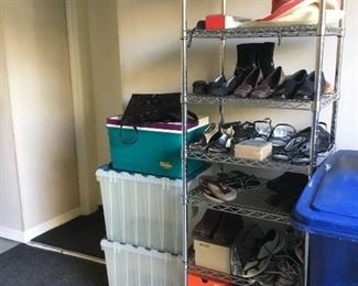 Mostly Ladies Shoes (size 9.5M), One pair of mens ECCO shoes size (9.5) in box.