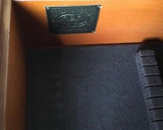 Union National tag inside felt lined flatware drawer of Buffet.