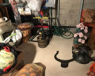 Cast iron bell and more antiques