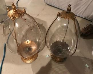 Victorian hanging glass lamps
