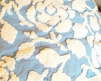 VIntage blue chenille bedspread