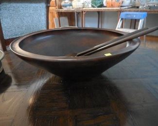 Huge wood salad bowl set