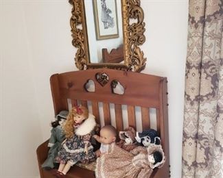 Cute pine bench..great for displaying dolls or just resting