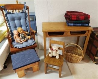 1 of 2 oak school desks