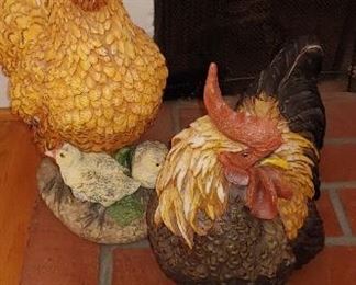 Ceramic chicken and rooster