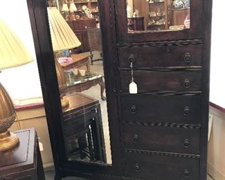 Early 1900's Chiffarobe with full length mirror 5 drawers.  Excellent condition.