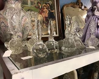 Crystal and glass perfume bottles