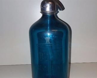 Antique Blue Glass Seltzer Bottle - Bell Beverages (Union City, NJ)