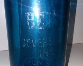 Antique Blue Glass Seltzer Bottle - Bell Beverages (Union City, NJ)