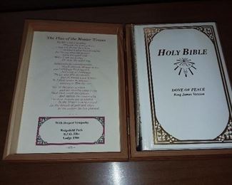 Vintage Elks Lodge Bible In Wooden Display Box