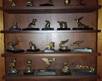 Miniature Pewter Car Hood Ornament Collection In Custom Display (Franklin Mint)